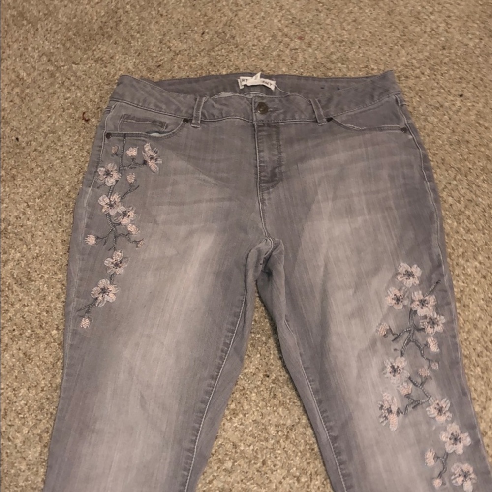 Gray/ cherry blossom jeans